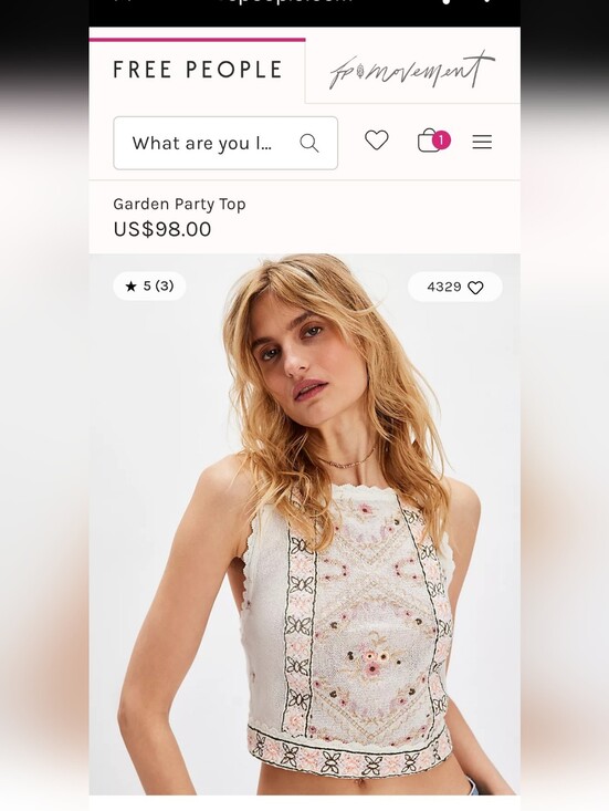 Free People Tops - NWT Free People Garden Party Embroidered Tank Top - White with Pink Accents